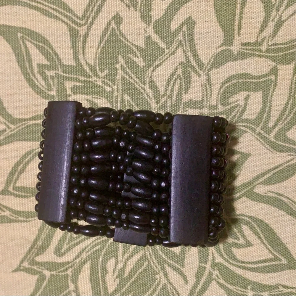 Vintage Black Wood Beaded Bracelet